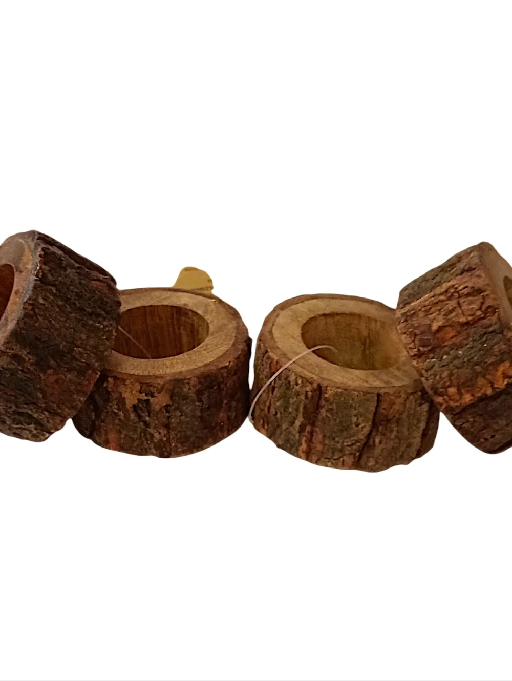 4 Natural‎ Wood Bark Live Edge Napkin Rings Rustic Farmhouse Party Events Cabin